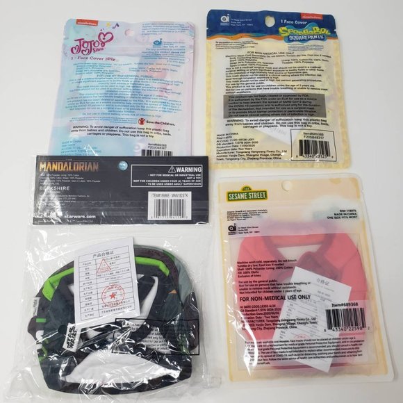 6 Cloth Reusable Mask Face Coverings for Kids - Star Wars (3pk) , Elmo, Spongebo - Picture 7 of 7